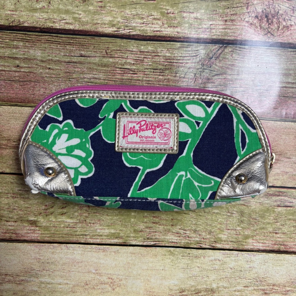 VTG Y2K Lilly Pulitzer Floral Canvas Pencil Pouch Preppy Chic Cosmetic Pouch